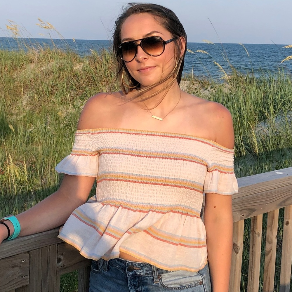 Off the Shoulder Peplum Crop Top